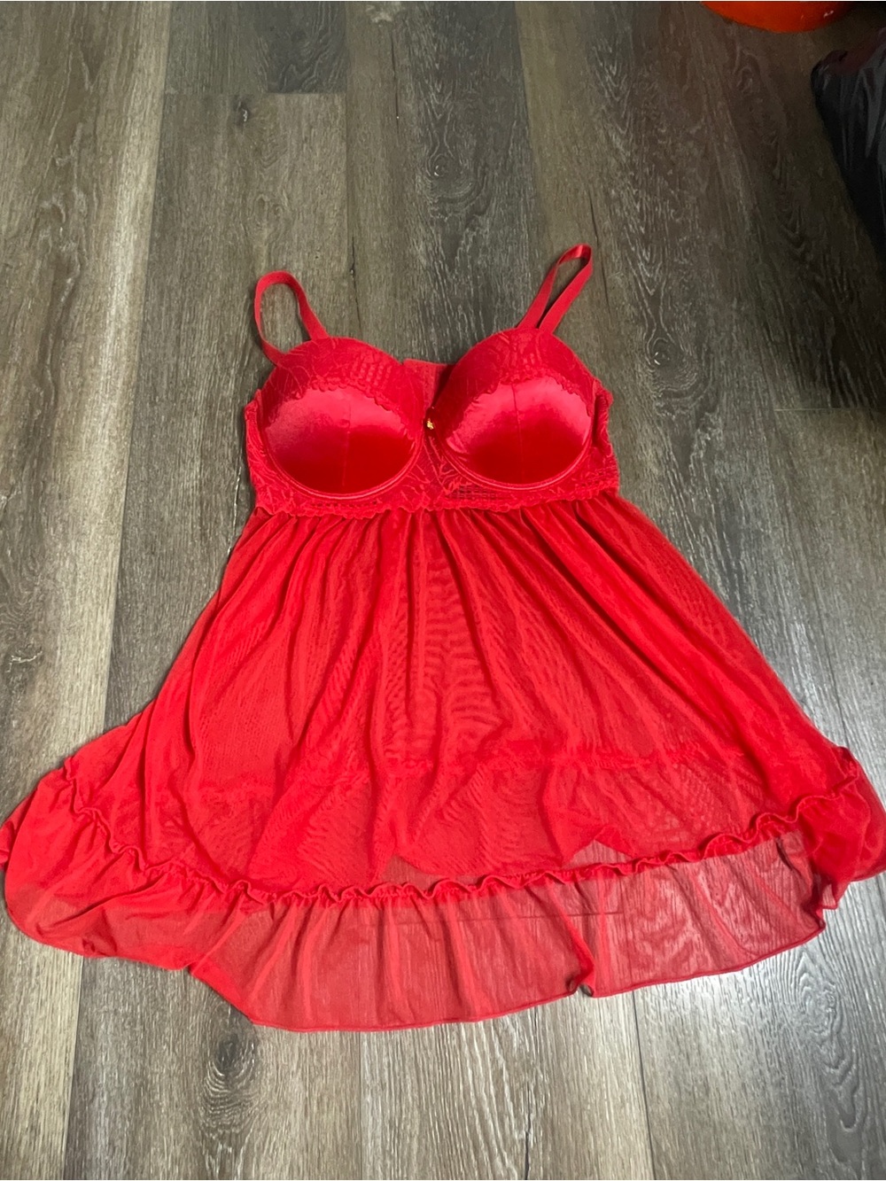 Daisy Fuentes Red Lace-Trim Babydoll Chemise S
